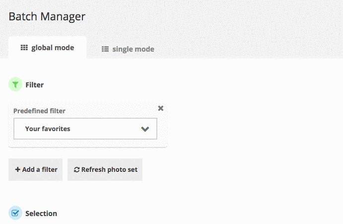 batch manager filter piwigo